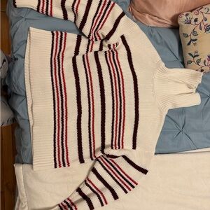 Ribbed Cotton Turtleneck Sweater in Stripe